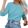 Generisch Pullover Damen Winter Fleece Flauschig Pulli Fleecepullover Lang Weich Langarmshirt Rundhalsausschnitt Warm Sweatshirt