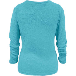 Generisch Pullover Damen Winter Fleece Flauschig Pulli Fleecepullover Lang Weich Langarmshirt Rundhalsausschnitt Warm Sweatshirt