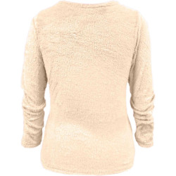 Generisch Pullover Damen Winter Fleece Flauschig Pulli Fleecepullover Lang Weich Langarmshirt Rundhalsausschnitt Warm Sweatshirt