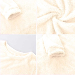 Generisch Pullover Damen Winter Fleece Flauschig Pulli Fleecepullover Lang Weich Langarmshirt Rundhalsausschnitt Warm Sweatshirt