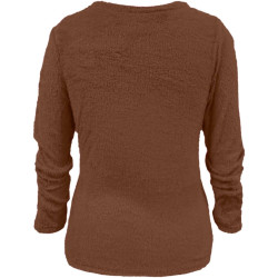Generisch Pullover Damen Winter Fleece Flauschig Pulli Fleecepullover Lang Weich Langarmshirt Rundhalsausschnitt Warm Sweatshirt