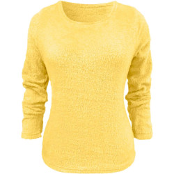 Generisch Pullover Damen Winter Fleece Flauschig Pulli Fleecepullover Lang Weich Langarmshirt Rundhalsausschnitt Warm Sweatshirt