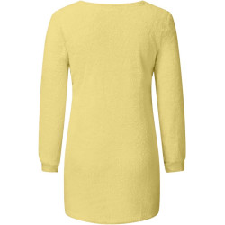 Generisch Pullover Damen Winter Fleece Flauschig Pulli Fleecepullover Lang Weich Langarmshirt Rundhalsausschnitt Warm Sweatshirt
