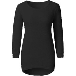 Generisch Pullover Damen Winter Fleece Flauschig Pulli Fleecepullover Lang Weich Langarmshirt Rundhalsausschnitt Warm Sweatshirt