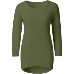 Generisch Pullover Damen Winter Fleece Flauschig Pulli Fleecepullover Lang Weich Langarmshirt Rundhalsausschnitt Warm Sweatshirt