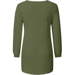 Generisch Pullover Damen Winter Fleece Flauschig Pulli Fleecepullover Lang Weich Langarmshirt Rundhalsausschnitt Warm Sweatshirt