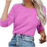 Generisch Pullover Damen Winter Fleece Flauschig Pulli Fleecepullover Lang Weich Langarmshirt Rundhalsausschnitt Warm Sweatshirt