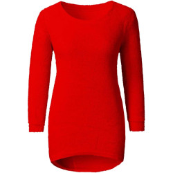 Generisch Pullover Damen Winter Fleece Flauschig Pulli Fleecepullover Lang Weich Langarmshirt Rundhalsausschnitt Warm Sweatshirt