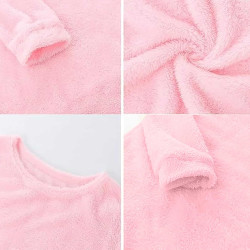 Generisch Pullover Damen Winter Fleece Flauschig Pulli Fleecepullover Lang Weich Langarmshirt Rundhalsausschnitt Warm Sweatshirt
