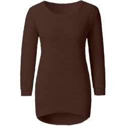 Generisch Pullover Damen Winter Fleece Flauschig Pulli Fleecepullover Lang Weich Langarmshirt Rundhalsausschnitt Warm Sweatshirt