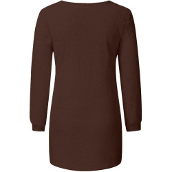 Generisch Pullover Damen Winter Fleece Flauschig Pulli Fleecepullover Lang Weich Langarmshirt Rundhalsausschnitt Warm Sweatshirt