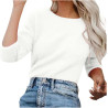 Generisch Pullover Damen Winter Fleece Flauschig Pulli Fleecepullover Lang Weich Langarmshirt Rundhalsausschnitt Warm Sweatshirt