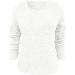 Generisch Pullover Damen Winter Fleece Flauschig Pulli Fleecepullover Lang Weich Langarmshirt Rundhalsausschnitt Warm Sweatshirt