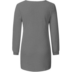 Generisch Pullover Damen Winter Fleece Flauschig Pulli Fleecepullover Lang Weich Langarmshirt Rundhalsausschnitt Warm Sweatshirt