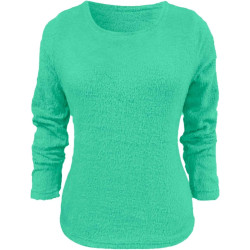 Generisch Pullover Damen Winter Fleece Flauschig Pulli Fleecepullover Lang Weich Langarmshirt Rundhalsausschnitt Warm Sweatshirt