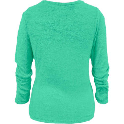 Generisch Pullover Damen Winter Fleece Flauschig Pulli Fleecepullover Lang Weich Langarmshirt Rundhalsausschnitt Warm Sweatshirt