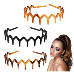GWAWG 3 Stück Zickzack Haarreifen Haarreifen Damen Komfort-Zig Zag Headband für Frauen Damen Männer 3 Farben