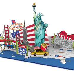 papercrush® Pop Up Karte USA - Gutschein für USA Reise, Reisegutschein für Urlaub in Staaten, Geldgeschenk & Gutscheinkarte zum