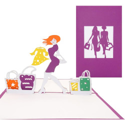 Pop-Up Karte Shopping - 3D Grußkarte & Geburtstagskarte – als Einkaufsgutschein & Geschenkgutschein, 3D Shopping Gutschein zum