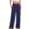 HXRYPG Weite Hose Damen Yogahose mit Taschen Elegant Jogginghose High Waist Stoffhose Teenager Mädchen Casual Schlupfhose