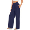 HXRYPG Weite Hose Damen Yogahose mit Taschen Elegant Jogginghose High Waist Stoffhose Teenager Mädchen Casual Schlupfhose