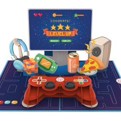 papercrush® Pop-Up Karte Gaming Controller „Level Up“ - Lustige 3D Geburtstagskarte, Geldgeschenk für Gamer (Jungs, Freund,
