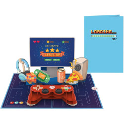 papercrush® Pop-Up Karte Gaming Controller „Level Up“ - Lustige 3D Geburtstagskarte, Geldgeschenk für Gamer (Jungs, Freund,