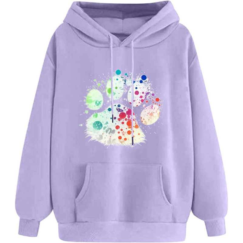 Damen Hoodie Elegant Sweatshirt mit Kapuze Fashion Motiv Kapuzenpullover Sport Pullover Frauen Langarm Oberteil Teenager Mädchen