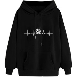 Damen Hoodie Elegant Sweatshirt mit Kapuze Fashion Motiv Kapuzenpullover Sport Pullover Frauen Langarm Oberteil Teenager Mädchen