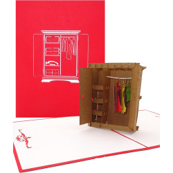 Pop Up Karte Kleiderschrank 3D Geburtstagskarte & Glückwunschkarte als Gutschein Shopping & Einkaufsgutschein &