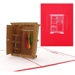 Pop Up Karte Kleiderschrank 3D Geburtstagskarte & Glückwunschkarte als Gutschein Shopping & Einkaufsgutschein &