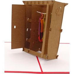 Pop Up Karte Kleiderschrank 3D Geburtstagskarte & Glückwunschkarte als Gutschein Shopping & Einkaufsgutschein &