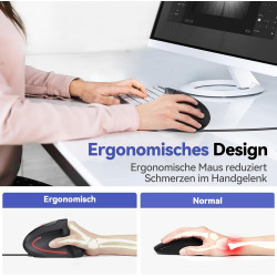 TECKNET Ergonomische Maus mit Kabel, Vertikale Maus, Ergonomisches Design, Vorbeugung Gegen Mausarm/Tennisarm, 6400 DPI 4