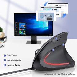 TECKNET Ergonomische Maus mit Kabel, Vertikale Maus, Ergonomisches Design, Vorbeugung Gegen Mausarm/Tennisarm, 6400 DPI 4