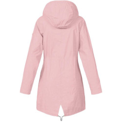 Regenjacke Damen Wasserdicht Atmungsaktiv Winddichter Lang Regenmantel Fahrrad Regenparka Übergangsjacke mit Gestreift Kapuze