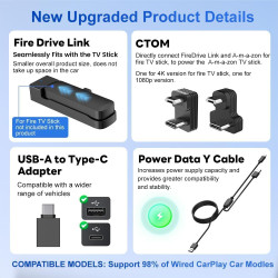 CarlinKit Auto-TV-Mate nur für Autos mit werkseitig verkabelter CarPlay-Funktion, kompatibel mit Fire TV-Sticks – nahtloses