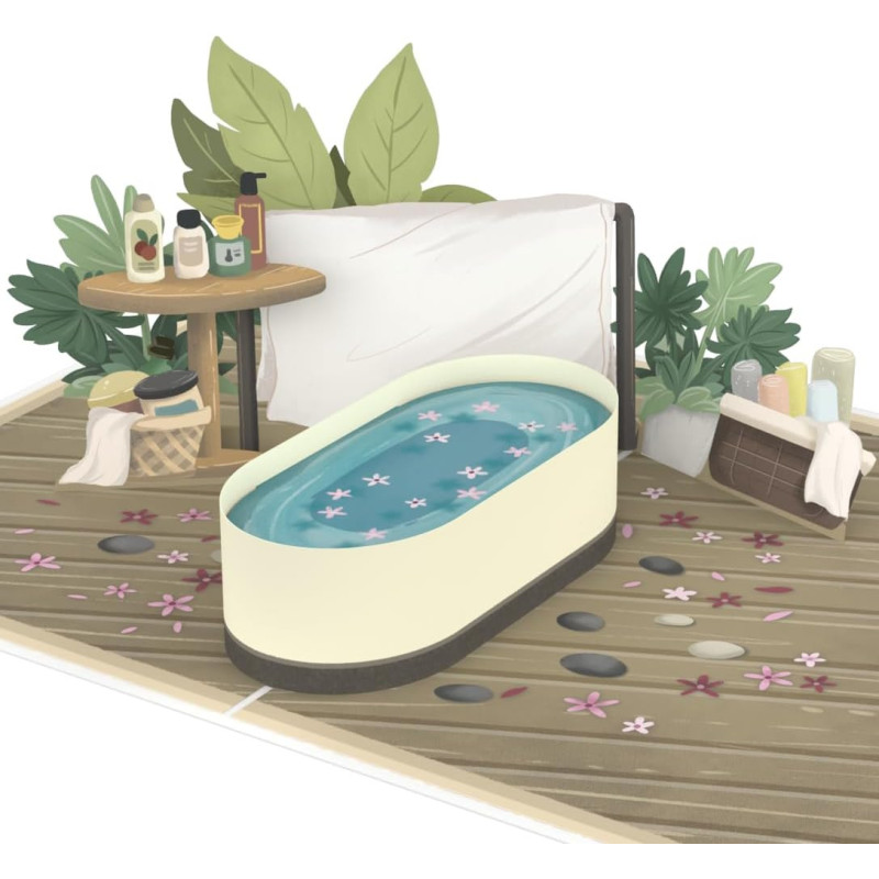 papercrush® Pop-Up Karte Wellness Gutschein - 3D Gutscheinkarte zum Geburtstag (Sauna & Spa) - Wellnessgutschein für Massage &