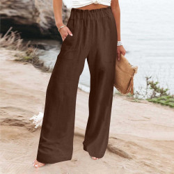 HXRYPG Leinenhose Damen Baggy Sommerhose Leicht Musselin Schlupfhose Baumwolle Leinen Hose High Waist Freizeithose Elegant