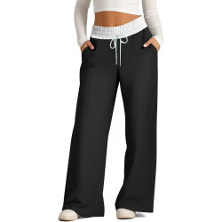 Jogginghose Damen Baggy Hosen Fashion Trainingshose mit Kordelzug Sporthose Lang Stoffhose Baumwolle Teenager Mädchen Casual
