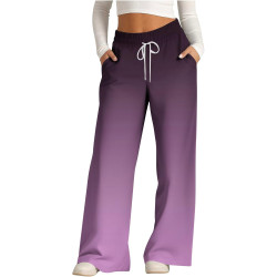 Jogginghose Damen Baggy Hosen Fashion Trainingshose mit Kordelzug Sporthose Lang Stoffhose Baumwolle Schlupfhose Farbverlauf