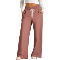 Jogginghose Damen Baggy Sporthose mit Kordelzug Stoffhose mit Taschen Laufhose High Waist Lange Hosen Freizeithose Teenager