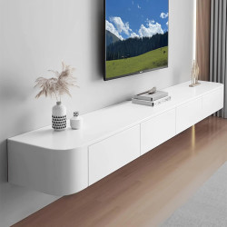 Coubird TV Schrank Hängende TV Bank weiß Modernität TV Lowboard aus Holz, Lagerung TV-Wandschrank Unterhaltung TV Media