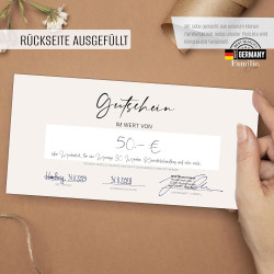 Eummel Gutscheinkarten zum Selbstausfüllen (25er DIN Lang) - Blanko Gutschein zum Ausfüllen als Vorlage für Massage, Kosmetik,