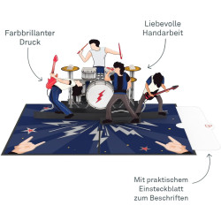 papercrush® Pop-Up Karte Rock & Roll Konzert - 3D Geburtstagskarte für Konzertbesuch oder Festival für Freund & Mann - Gutschein