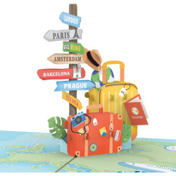 papercrush® Pop-Up Karte „Gute Reise“ (Europa Edition) - 3D Gutscheinkarte oder Geldgeschenk für Städtereise nach London, Paris
