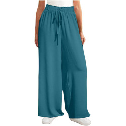 HXRYPG Musselin Hose Damen Baggy Sommerhose Leicht Stoffhose Elegant Schlupfhose Freizeithose Teenager Mädchen Leinenhose