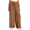 HXRYPG Musselin Hose Damen Baggy Sommerhose Leicht Stoffhose Elegant Schlupfhose Freizeithose Teenager Mädchen Leinenhose