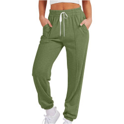 HXRYPG Jogginghose Damen Baggy Sporthose Laufhose mit Kordelzug Stoffhose mit Taschen High Waist Lange Hosen Freizeithose