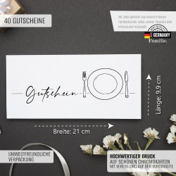 40 schöne Gutscheine zum selber Ausfüllen für die Gastronomie | Geschenkgutscheine Dinner Blanko Restaurant Gutscheinkarten zum