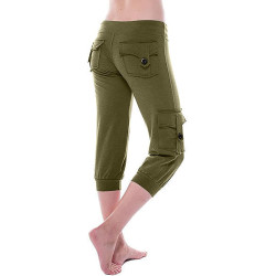 HXRYPG Cargohose Damen 3/4 Hose Causal Caprihose Outdoor Wanderhose Stretch Jogginghose Sporthose Große Größen Freizeithose